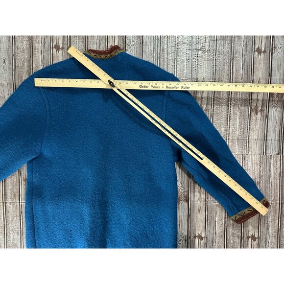 Giesswein Boiled wool long coat color blue size 38 EU / 6 US Vtg made Austria - Picture 7 of 7